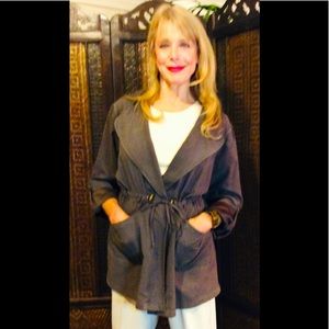 Easy Hooded Jacket Gray/Taupe Gathered Waist. Sz S